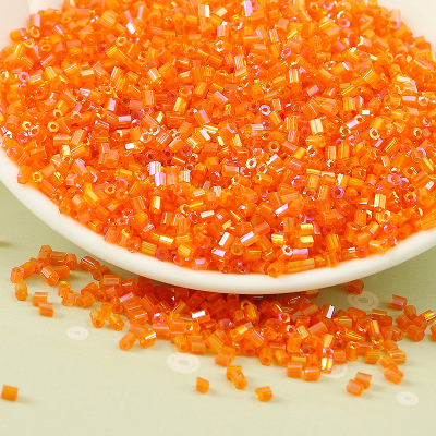 20g/1440 st 2mm ab genomskinliga glaspärlor bugelrör pysselpärlmaterial handgjorda halsringning korsstygn broderitillbehör: H169b orange