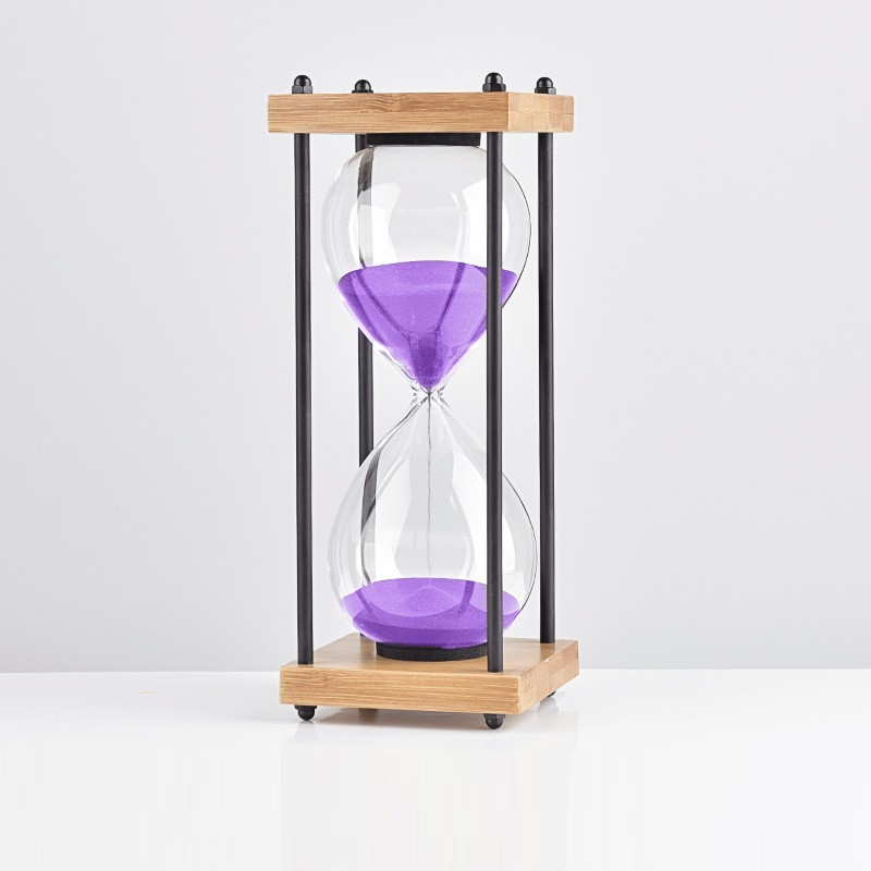 Platz Holz Unten Glas Sanduhr 30 Minuten Zeit Timer Hause Ornamente Sanduhr Küche Stunde Meter Blau Sand Uhr freundlicher: Bambus Violett