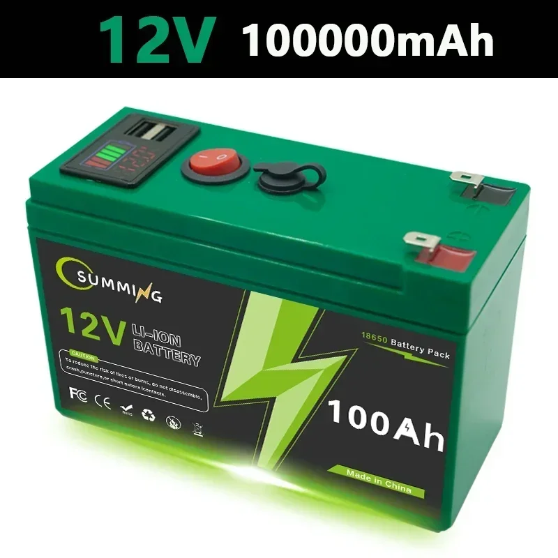 12v akkua 200ah 18650 litiumparistoa ladattava akku aurinkoenergialla toimivalle sähköajoneuvon akulle +12.6 v 3a laturi: Moni