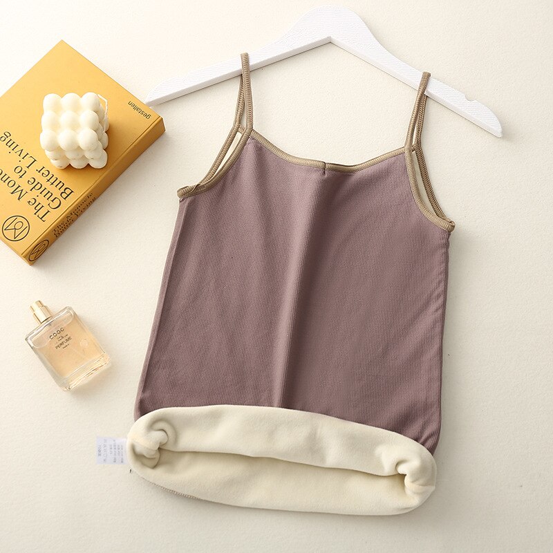 Chaleco de terciopelo con tirantes para mujer, Top corto grueso, ropa interior para chica, camiseta sin mangas para mujer