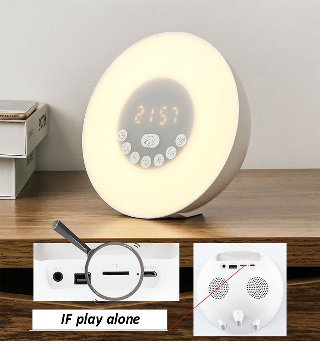 Wake Up Light Alarm Clock Sunrise Simulation Bluetooth Speaker Digital Led Fm Digital Clock Smart Alarm Clock