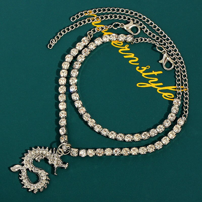 Caraquet-tobillera Punk Vintage con diamantes de imitación para mujer, pulsera de tobillo con cadena de tenis de cristal brillante, joyería para pie de playa