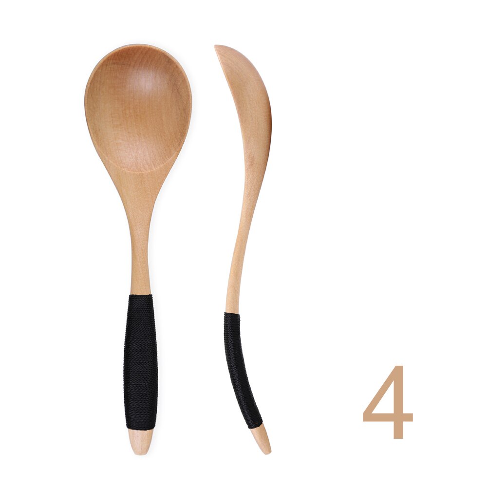 Natural Wood Spoon Bamboo Kitchen Cooking Dining Soup Tea Honey Coffee Utensil Tools Soup-Teaspoon Tableware 1Pc