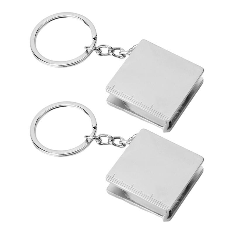 2Pcs 1M Small Retractable Tape Measure Pendant Portable Square High Precision Tape Measure with Key Ring