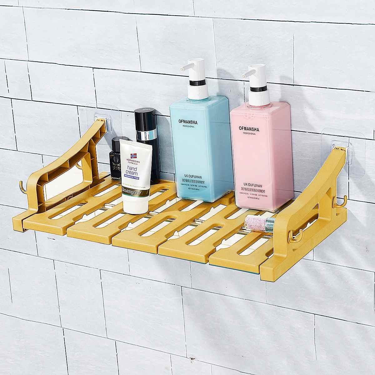 Adjustable Kitchen Storage Rack Metal Cupboard Storage Shelf Non-Skid Spice Rack Single Layer Kitchenware Organizer F Bathroom