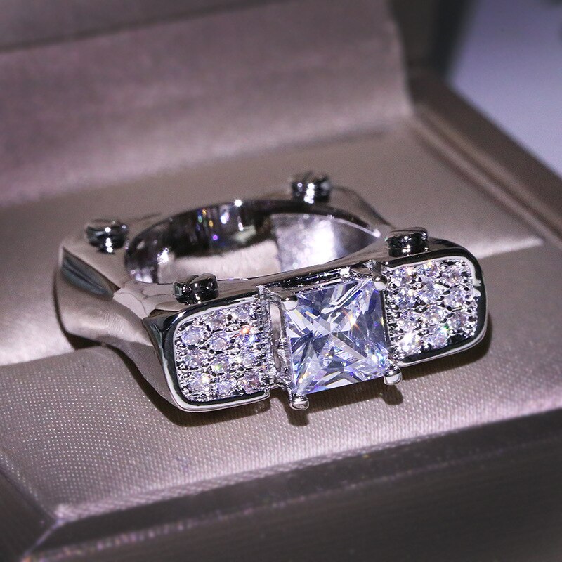 Fdlk klassisk princess cut rhinestone smykker kvinder engagement brude ring jubilæum