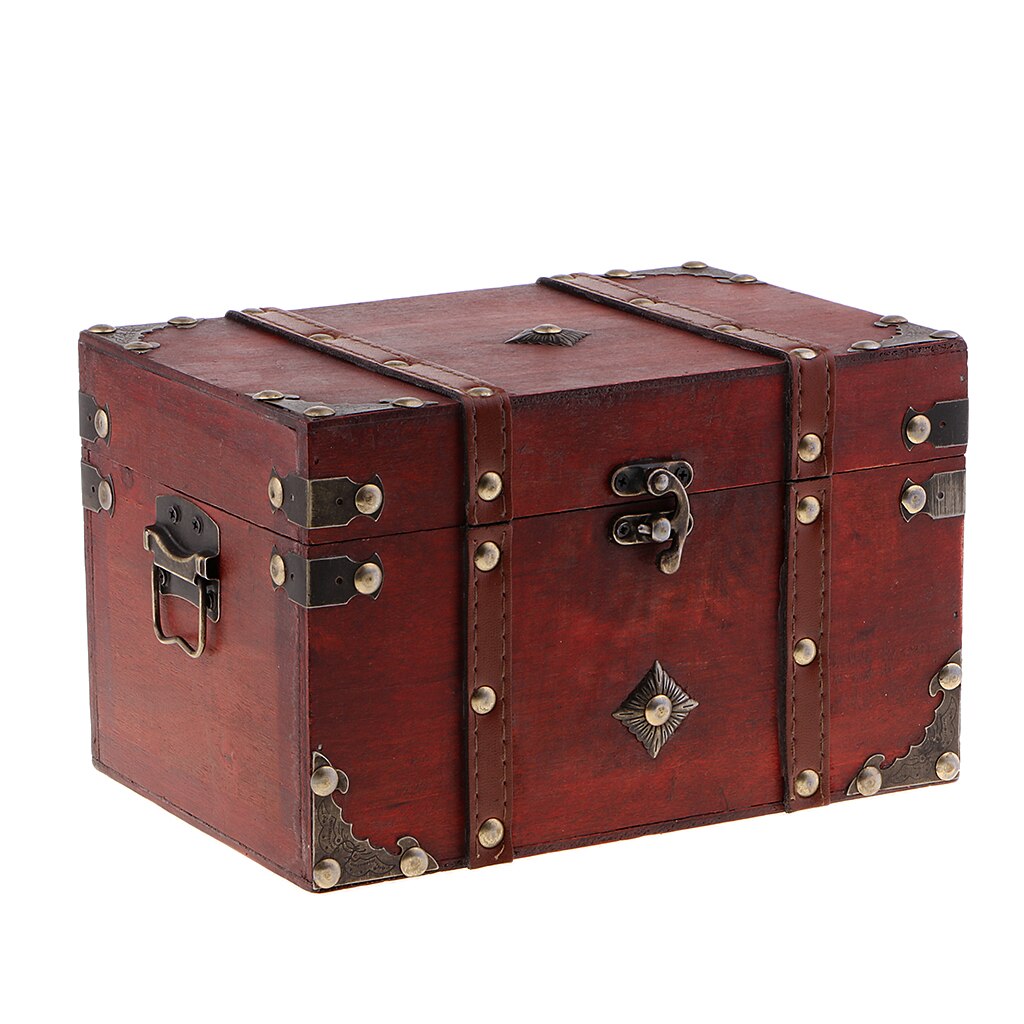 Wooden Treasure Box Chest for Jewelry, Wooden Pirate Treasure Chest Box, Decorative Medieval Chest
