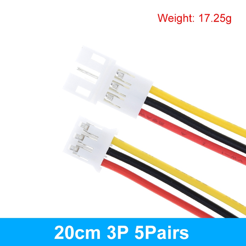 10PCS 5Pair Micro JST PH 2.0 2P 3P 4P 5P 6PIN Male Female Plug Connector With Wire Cables 20CM+20CM For Arduino MP3: 20CM Male-Female 3P