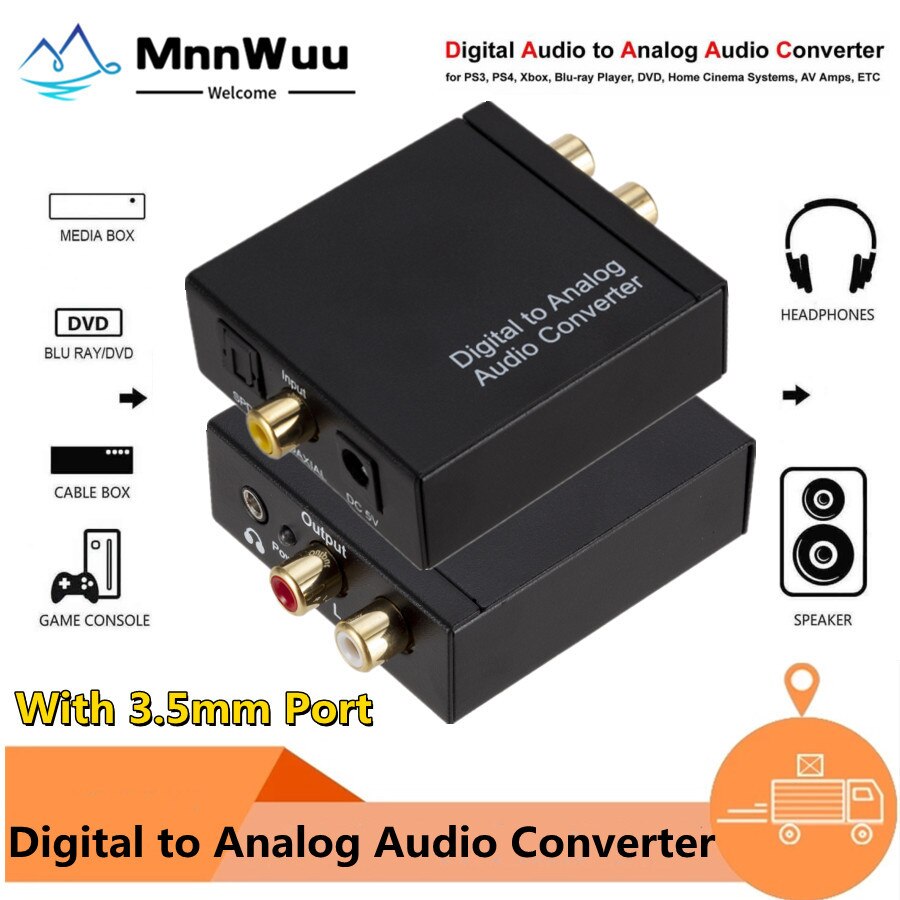 Dac Converter 3.5Mm Usb Dac Digitaal Naar Analoog Stereo Audio Converter Adapter Coax Optische Toslink Rca R/L optische Naar Rca