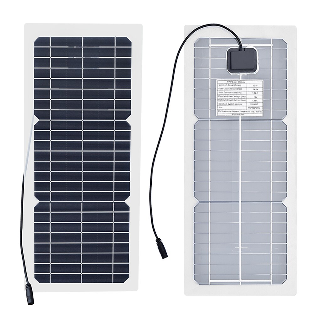 Solar Panel 10W 12V Flexible Cell Solar for Home with DC Adapter Module Kit for 12v Battery Cellphone