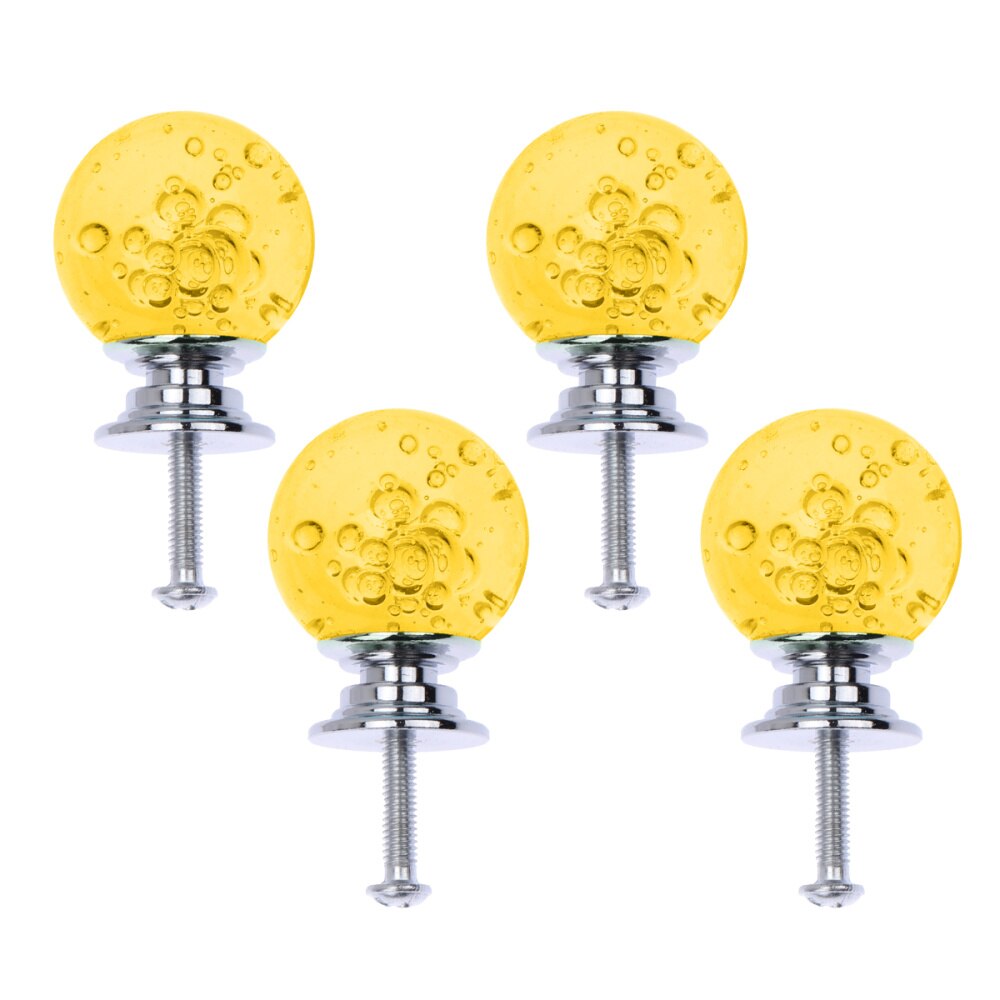 4 Set Single Hole Silver Base Lade Knop Bubble Bal Kast Lade Deurklink Met Schroeven Voor Home Office (wit, 1 Schroef, 4: Yellow