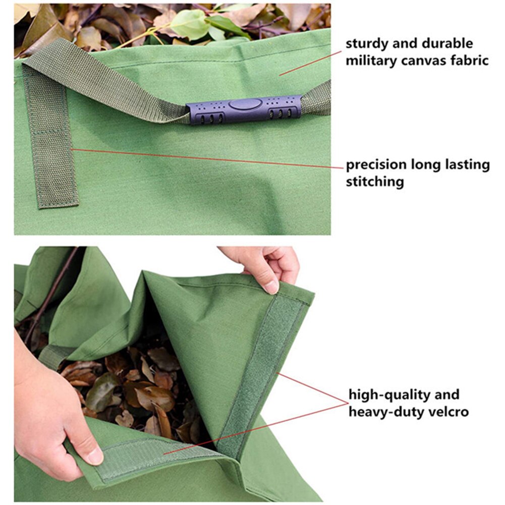 Large Capacity Canvas Fabric Heavy Duty Yard Waste Tarp Container Garden Lawn Garbage Sack Reusable Leaf Bag Gardening Tote