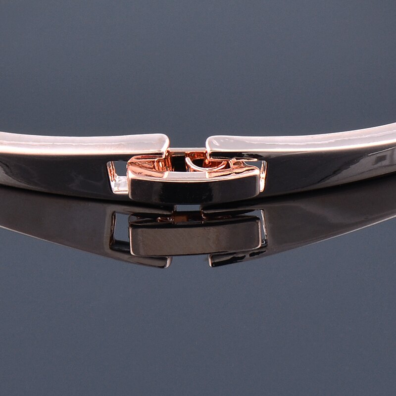 SINLEERY Romantic Rhinestone Heart Bangle For Women Rose Gold Silver Color Wedding Bracelets Jewelry SL490 SSF