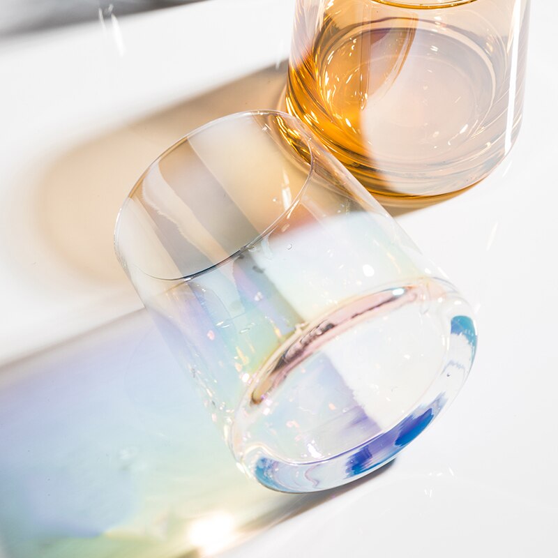 Farve whisky glas krystal glas kop gennemsigtig rav kaffe mælk te glas hjemme bar drinkware kopper