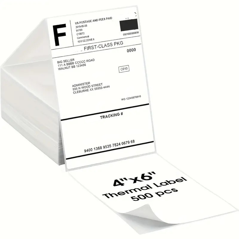 4x6 Inch Direct Thermal Labels 500 Labels Per stacked -Strong Adhesive, Labels Resistant to Water & Grease For label