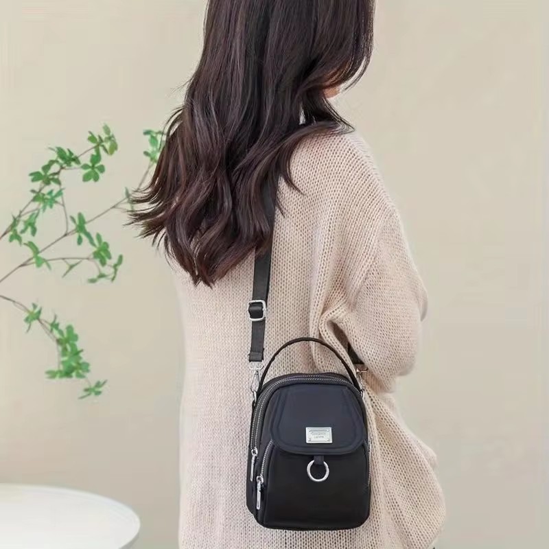 1pc dame casual messenger taske, ensfarvet multifunktionel pung, flerlags letvægts oxford håndtaske, velegnet til at gå ud