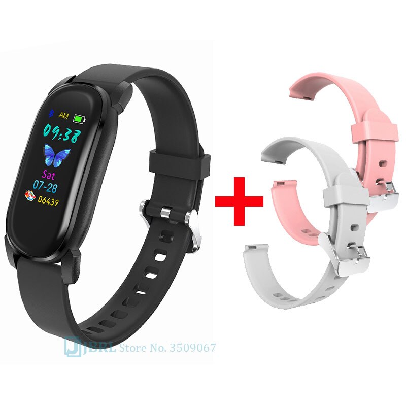 Temperatura Intelligente Banda Delle Donne Degli Uomini Braccialetto Intelligente Inseguitore di Fitness Per Android IOS Smartband Top di Lusso Intelligente Wristband della Fascia di Polso: black add strap 1