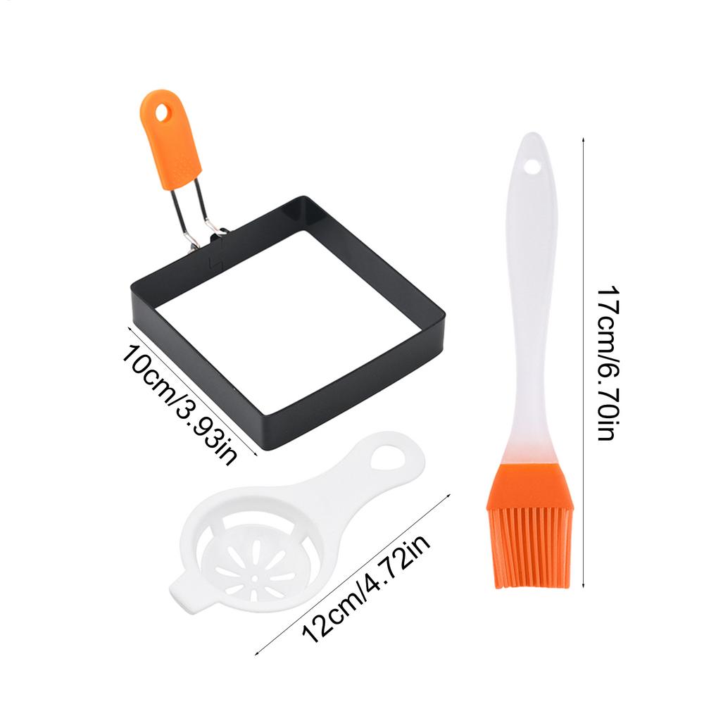 Anillo para freír huevos de acero inoxidable, molde cuadrado antiadherente para panqueques, Muffins, tortilla, herramienta para freír huevos, accesorios de cocina: Blanco