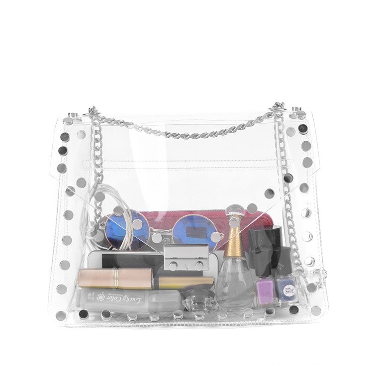 Nieten Nagel Gel Tasche transparent PVC Einzel-schulter Crossbody-tasche transparent Tasche schulter tasche frauen tasche
