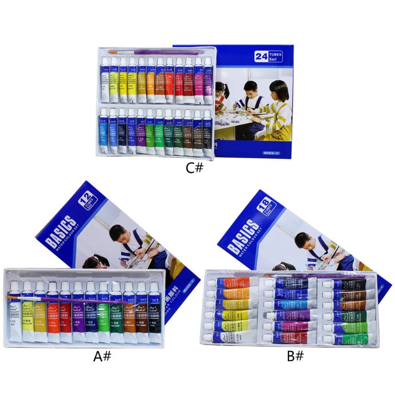12/18/24 Kleuren 5Ml Tube Aquarel Verf Set Art Schilderij Tekening Tools Voor Kid