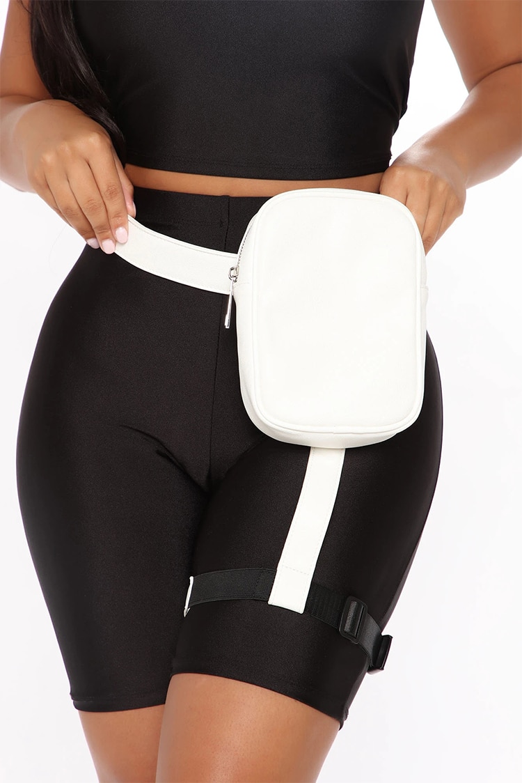 BQ INS-riñonera de cuero para mujer, cinturón de pierna para la cintura, bolso para chica, para senderismo al aire libre y motocicleta: Blanco
