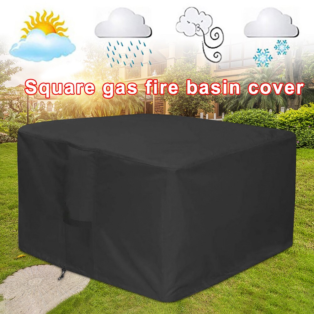 Waterproof Full Protection Heavy Duty Table Oxford Cloth Gas Fire Pit Cover Brazier Hood Windproof Square Outdoor Patio