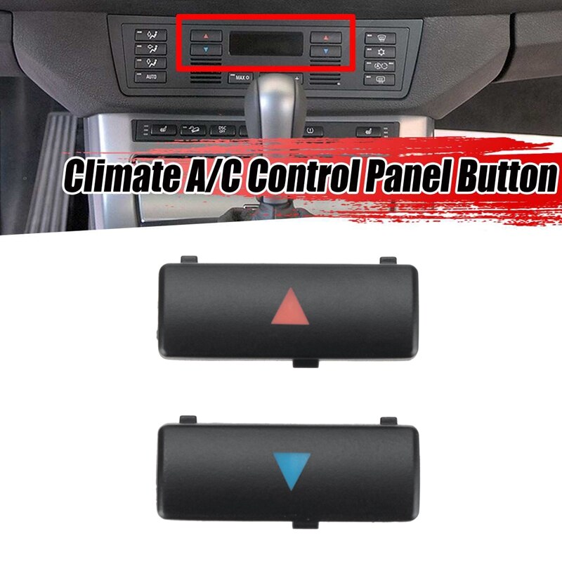 2Pcs Car Air Conditioner a / C Temperature Control Panel Switch Button Key Cover for BMW X5 E39 E53 525I 530I 540I M5 6411692431