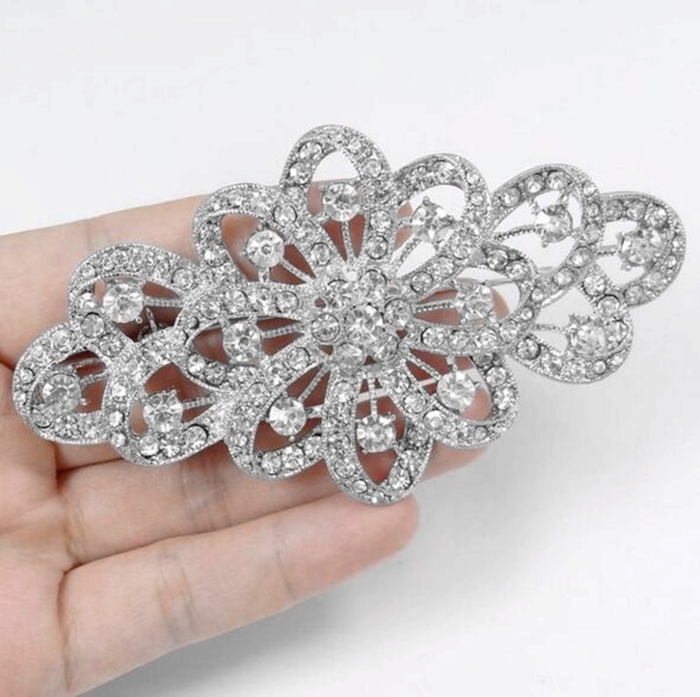 3.8 Inch Rhinestone Crystal Diamante Large Brooches Bridesmaid Jewelry Accessory