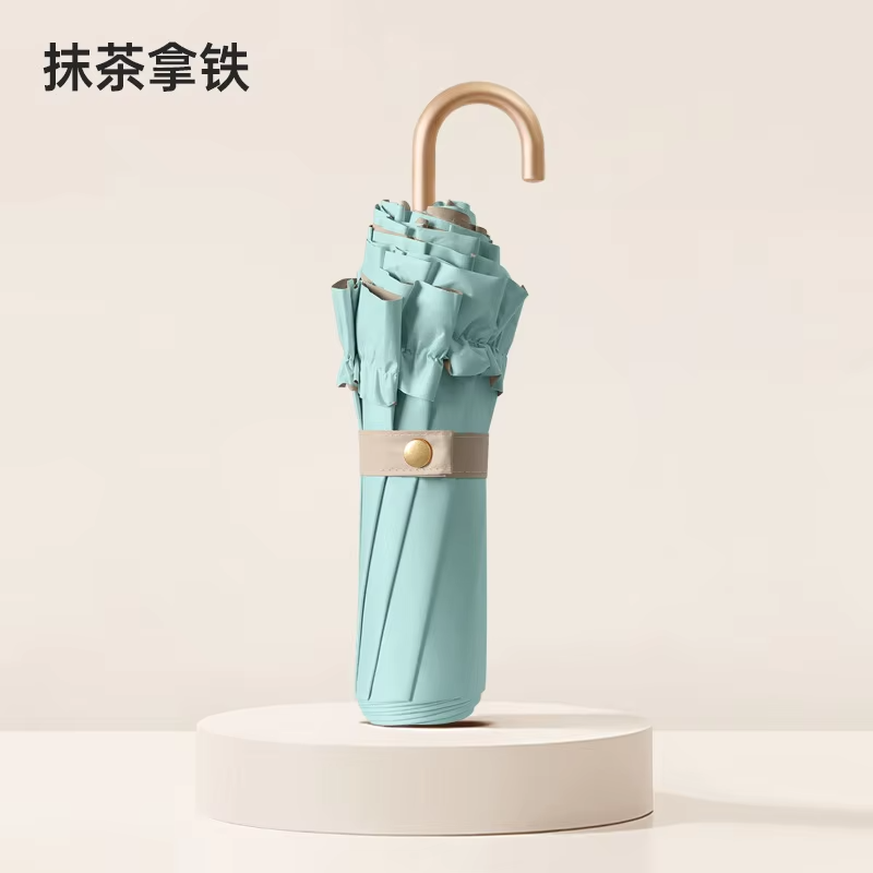 Parapluie à crochet incurvé pliable en dentelle de couleur unie, Protection solaire UV UPF50 + à colle colorée, Parasol Portable léger pour femmes: green