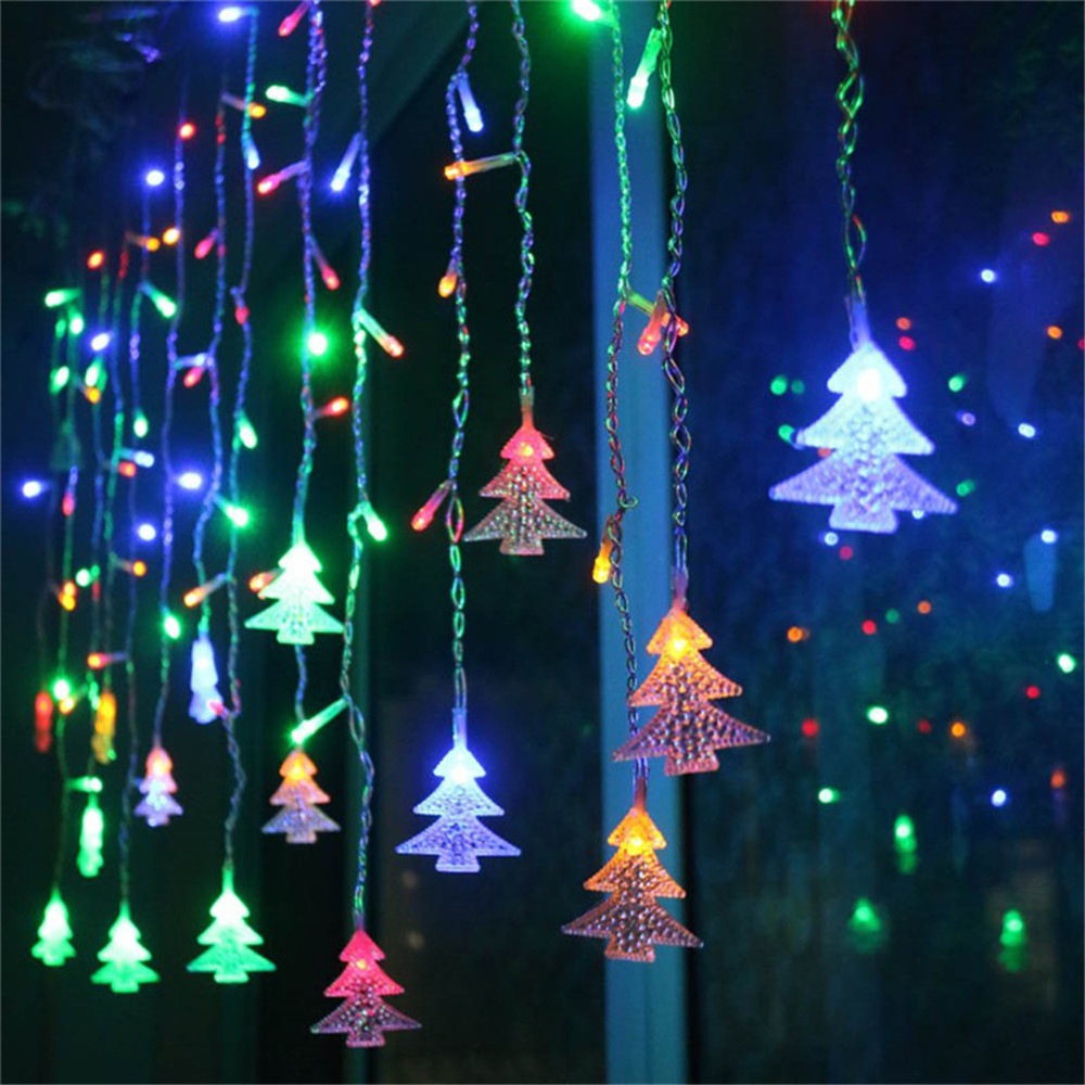 Guirxiété lumineuse LED pour sapin de Noël, rideau, éclairage ondulé intérieur et extérieur, décorations de Noël, décoration du Nouvel An, fête de: Bleu / O