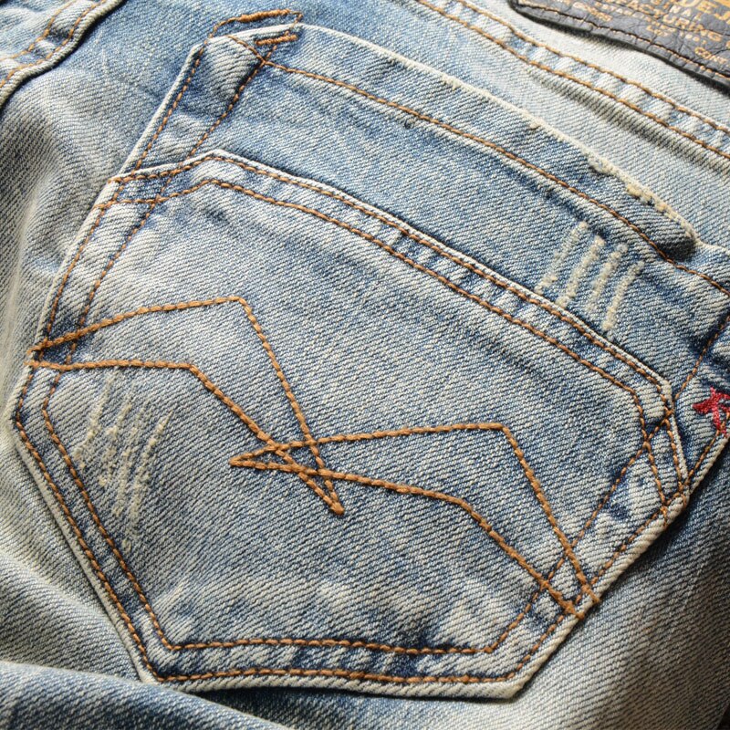 Jean classique vintage pour homme, coupe slim délavée rétro, petit pantalon en denim élastique, 98%  jeans en coton, jeans basiques à boutons