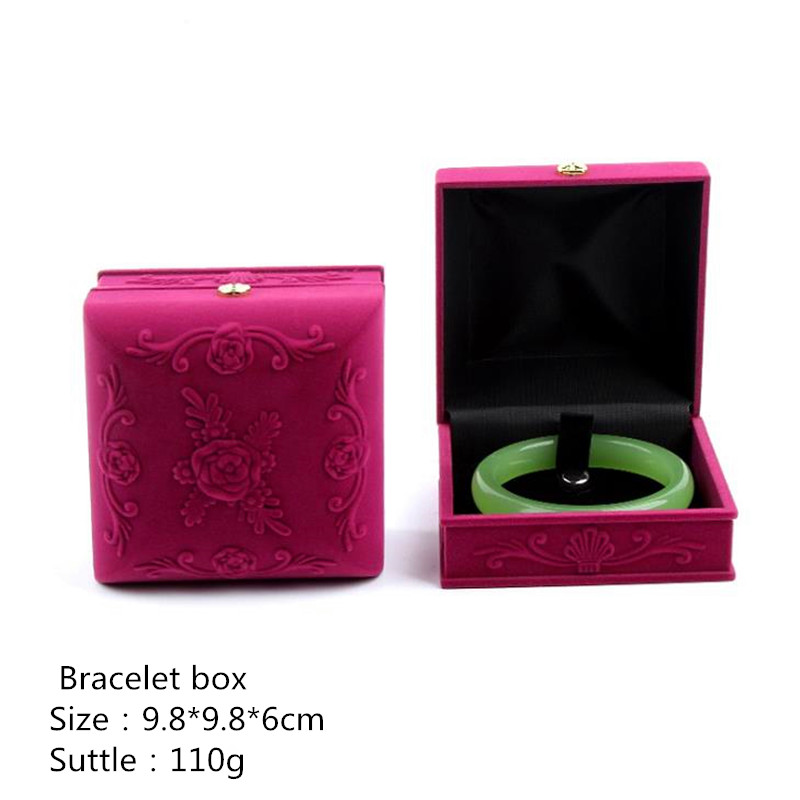 Joyero de terciopelo rosa en relieve para anillos, pendientes, collar, conjunto de joyas de exhibición, Cajas de para joyas, caja de baratijas