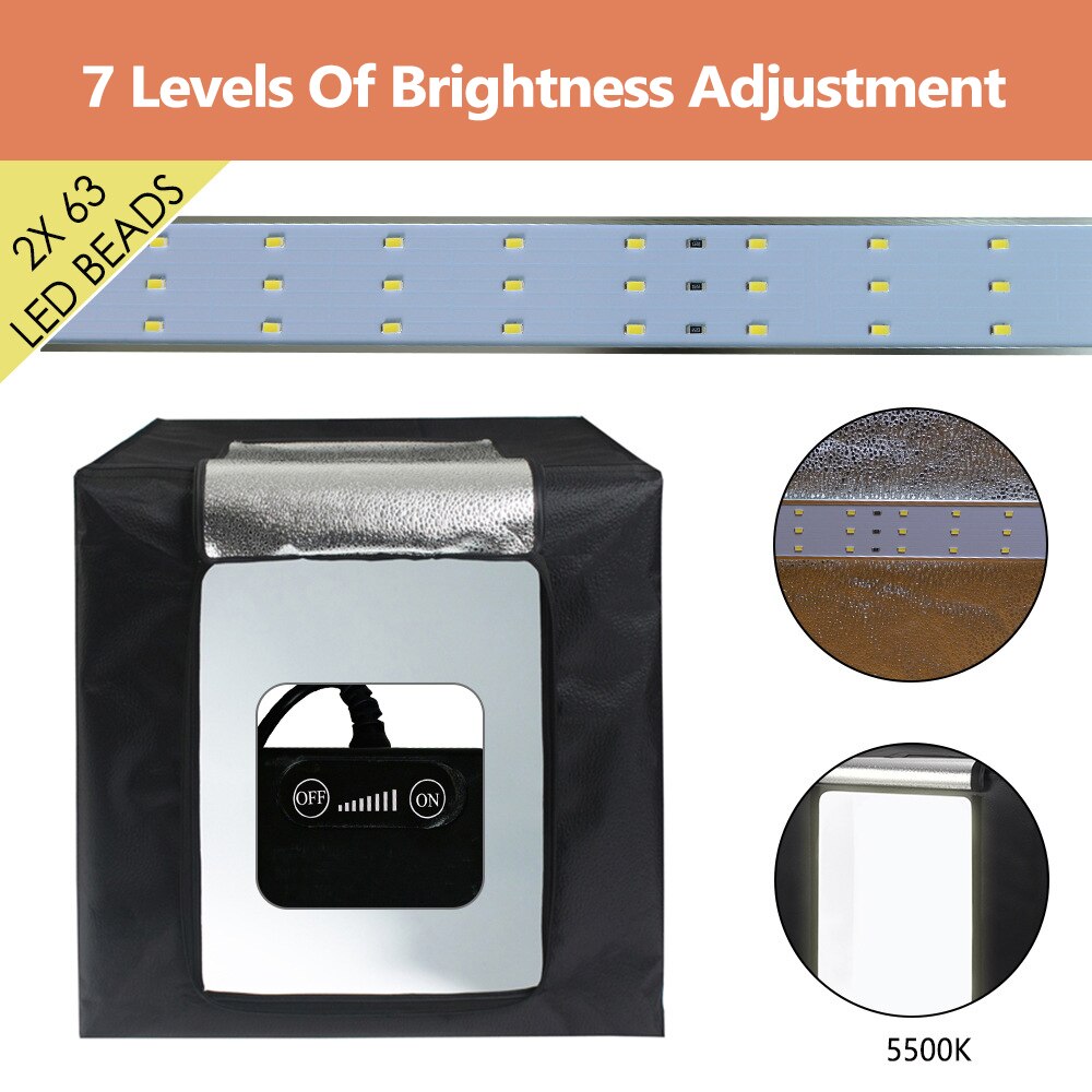 Multifunctional 0.45m LED Light Soft Box Set Portable Photo Lighting Modifier Photography Accessory Softbox with 3 Backdrops