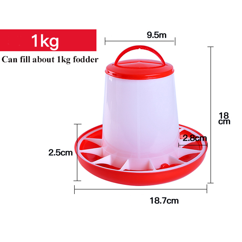2Pcs/Sets Chicken Feeder Bucket 1/3/6kg Duck Goose Automatic Fodder Barrel Bird Feeding Cup Farm Poultry Feed Tool: 1kg
