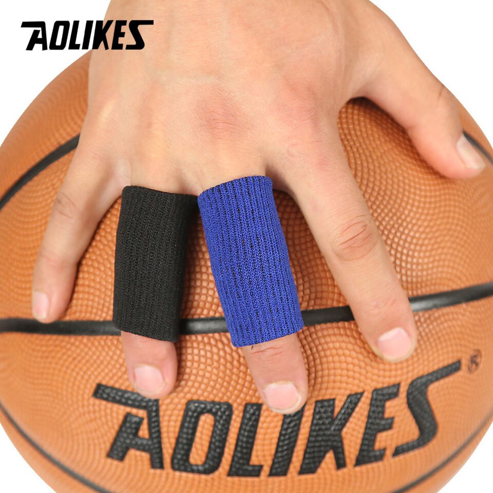 Aolikes 10 st/lot elastiska fingerärmar basket sport säkerhets tumskydd för volleyboll badminton gym hälsovård