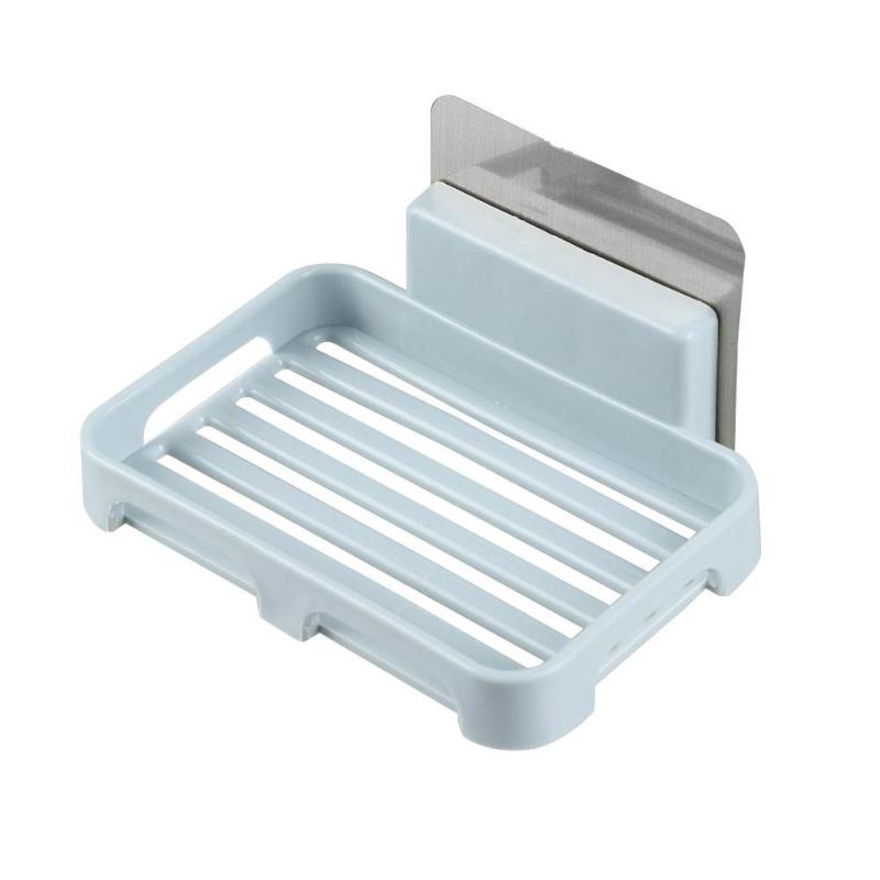 Ducha en el cuarto de baño jabón plato de caja bandeja de placa de almacenamiento caso montado en la pared jabón titular de los organizadores: Azul