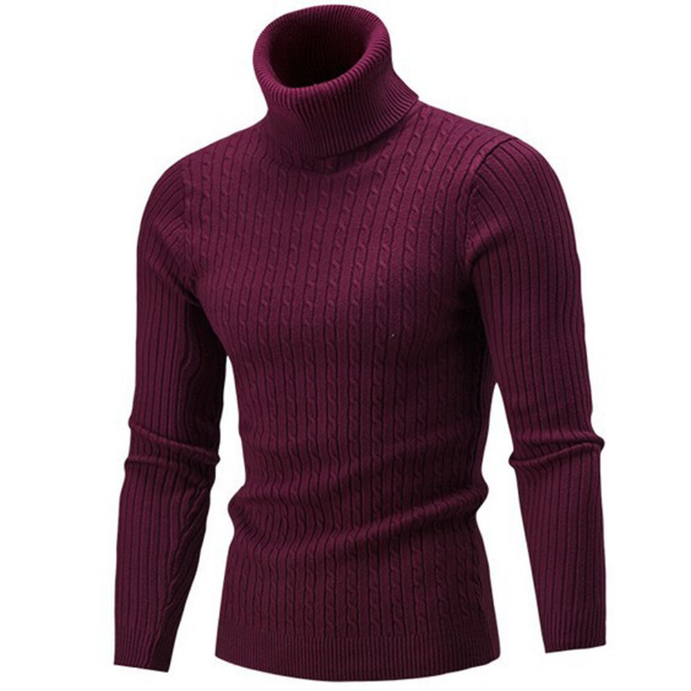 Heren coltrui effen kleur lange mouwen gebreide trui pullover top