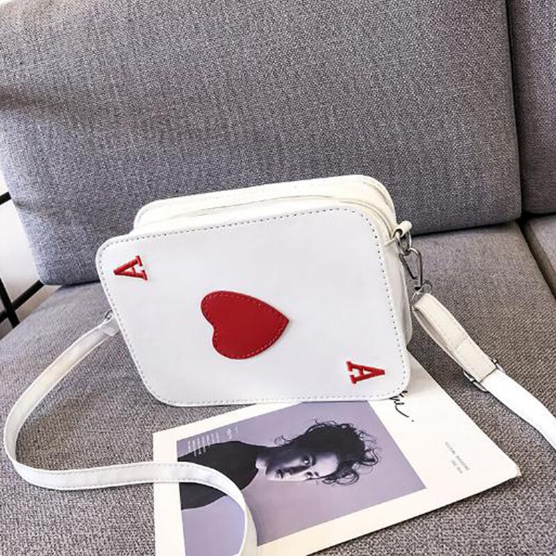 Korean Version Funny Messenger Bag Playing Cards Shape Funny Heart Packing Cubes Shoulder Bag