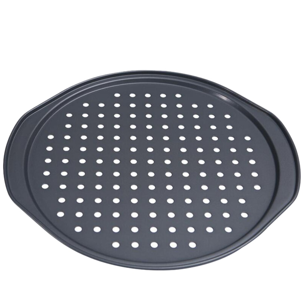 Non-stick pizza stekepanne med hull husholdnings bakeform kake panne bakeware stekeplate for pizza kake (svart): Default Title