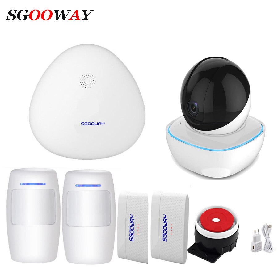 Sgooway Wireless Wifi Home Burglar Security Alarm System With Door Sensors Detectors Temperature Humidity Sensor: V10 Bundle C