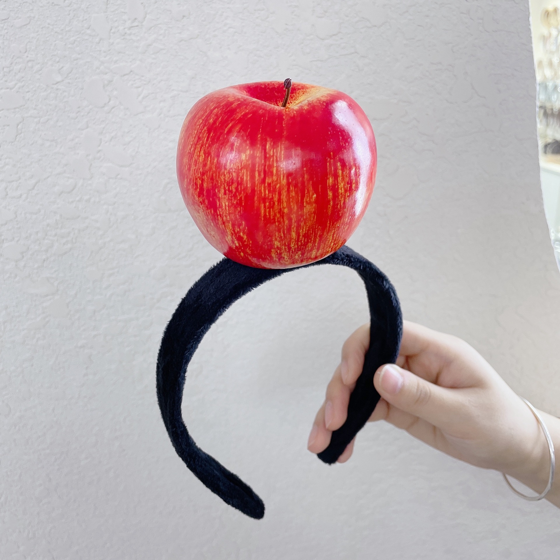 Divertido aro para el pelo tipo sándwich, diademas para frutas y verduras, diadema para de Cosplay para mujeres y niñas, tocado de felpa, accesorios para el cabello: Negro