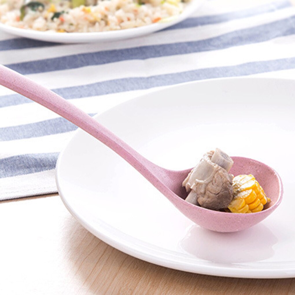 1/3pcs Wheat Straw Soup Spoon Ladle Tablespoon Eco-Friendly Dinner Scoop Healthy Rice Spoons Kids Tableware Utensils