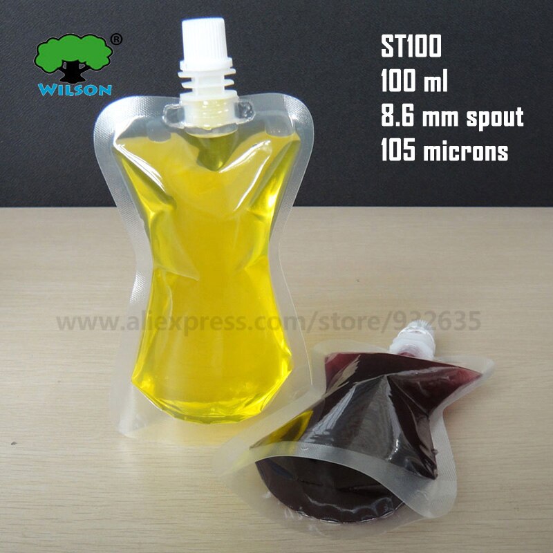 Doypack-Bolsa de almacenamiento de alimentos para mascotas, contenedor transparente de 50-250ML con boquilla, para salsa, bebida, escurridor, 20 unids/lote