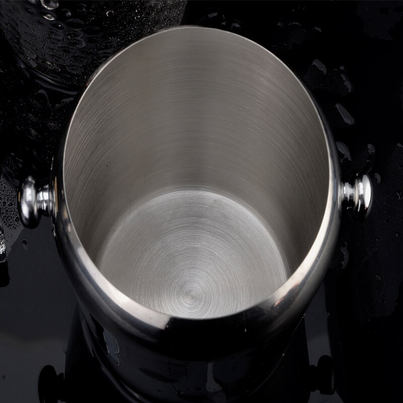 Ice Bucket Bar Stainless Steel Ice Container European-Style Wine Champagne Bucket Hammer Gold Ice Cube KTV Wine round Tube