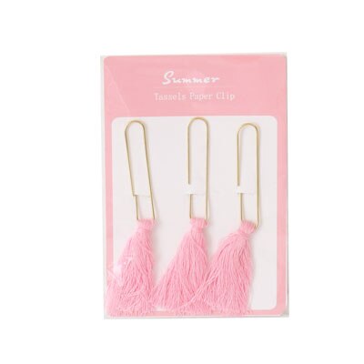 Tutu söt tofs metall memo papper gyllene klämmor set index bokmärke för böcker kontor skola pappersvaror  h0320: Rosa