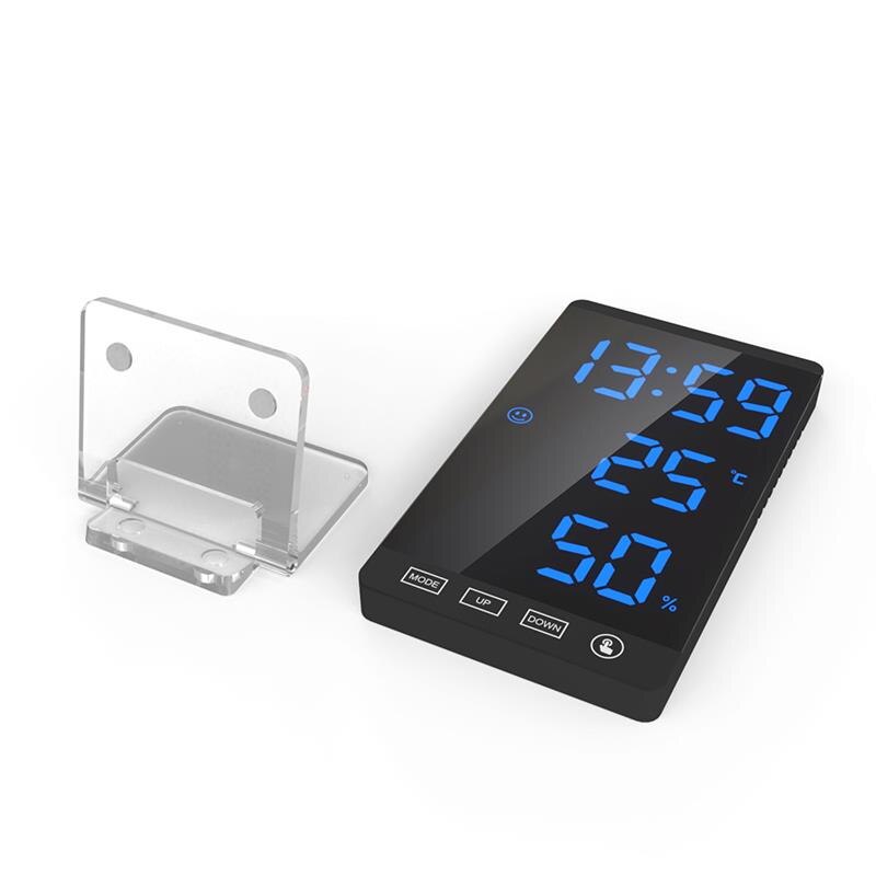 Led Mirror Alarm Clock Touch Button Wall Digital Clock Time Temperature Humidity Display Usb Output Port Table Clock