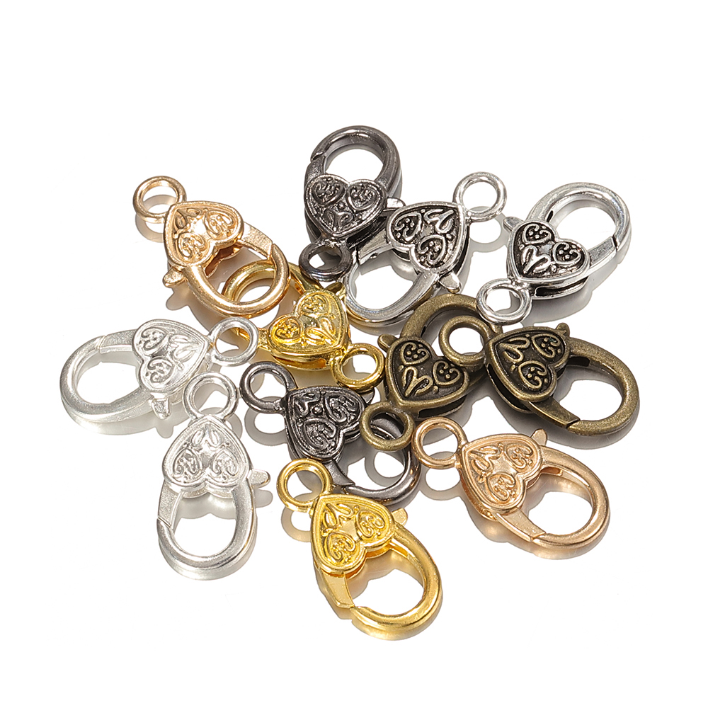 Chiusure a moschettone a forma di cuore da 10 pezzi per la creazione di gioielli fai da te: bianca