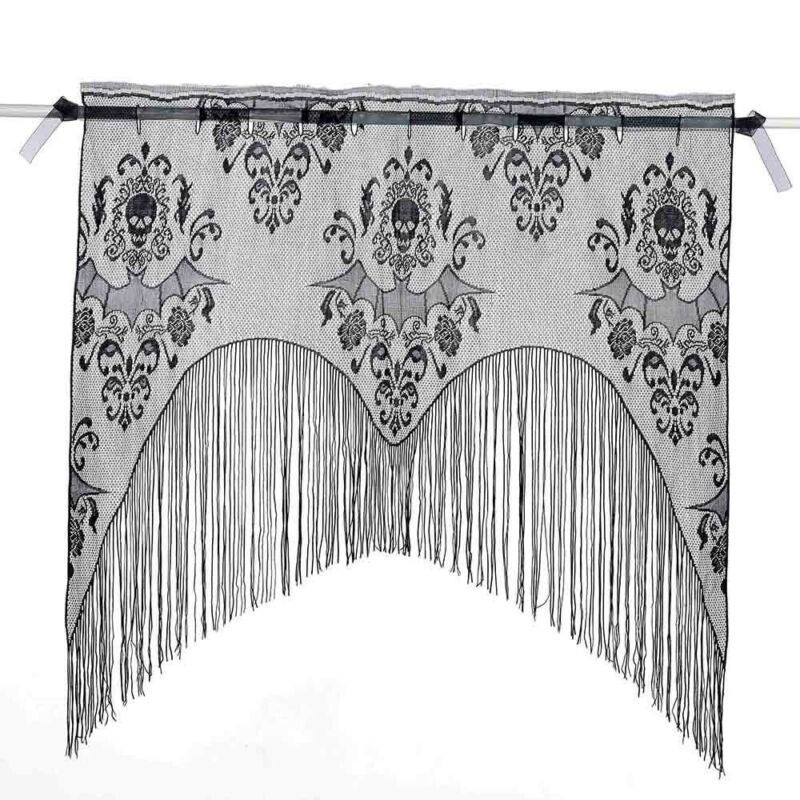 Kant Gordijnen Mooie Spiderweb Bat Gordijn Haard Doek Halloween Decoratie
