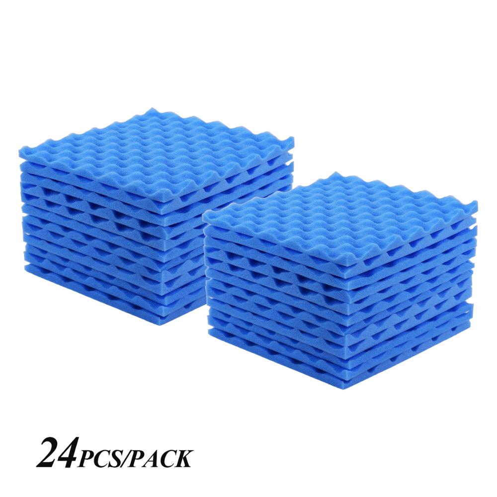 12/24 pakke akustiske skumpaneler lydisolering skum akustisk skum 30 * 30cm/ 12 * 12in akustiske skum lydabsorberende bomuld: 24 stk blå
