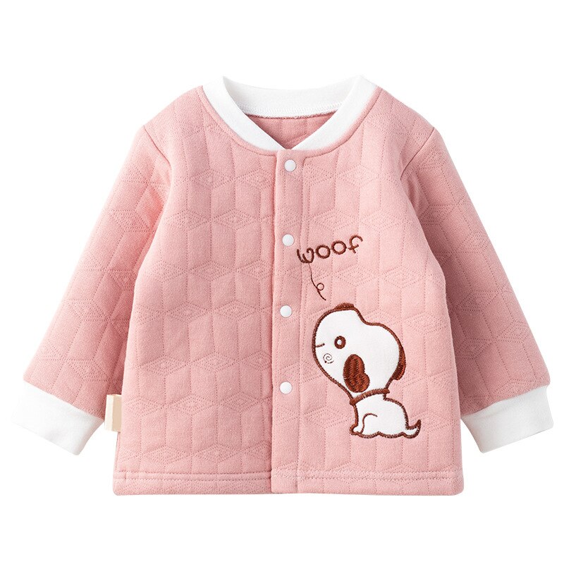 Automne sous-vêtements pour tout-petits garçons vêtements thermiques pour enfants bébé mince coton cardigan épaississement avec 0-3 mois bébé fille vêtements: Rose / 73cm